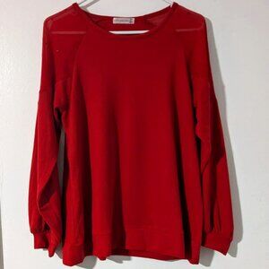 Retrology Sweater Womens Large Red Cable Knit Long Sleeve Round Neck Pullover